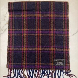 Christian Dior lambswool plaid scarf